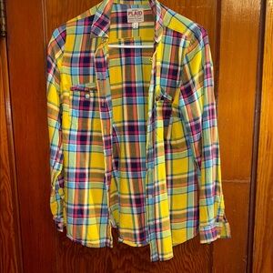 Old Navy Yellow Multicolored Plaid Flannel – Medium